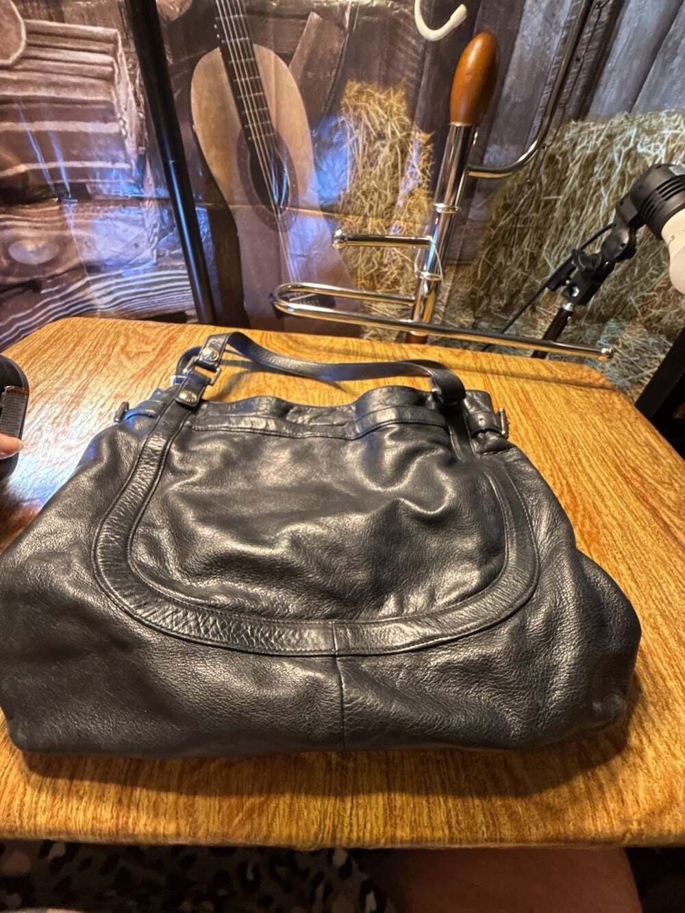 DKNY Black Leather Shoulder Bag Hobo Purse